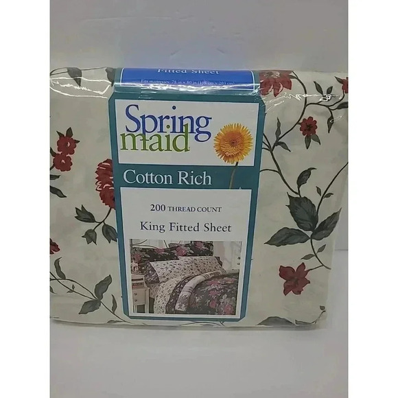 Vintage Springmaid Jasmine King Size Sheet Set New in Package Roses 200 Thread - Picture 7 of 10